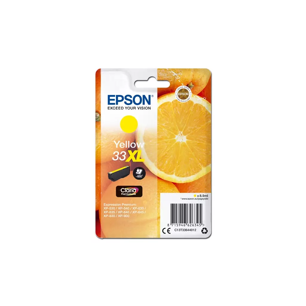Obrázek produktu Epson originální ink C13T33644012, T33XL, yellow, 8,9ml