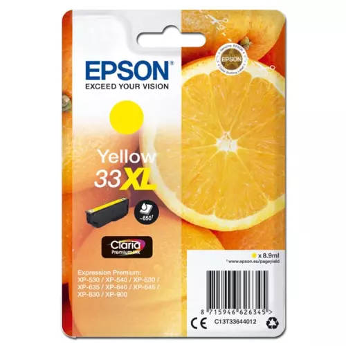 obrázek produktu Epson originální ink C13T33644012, T33XL, yellow, 8,9ml