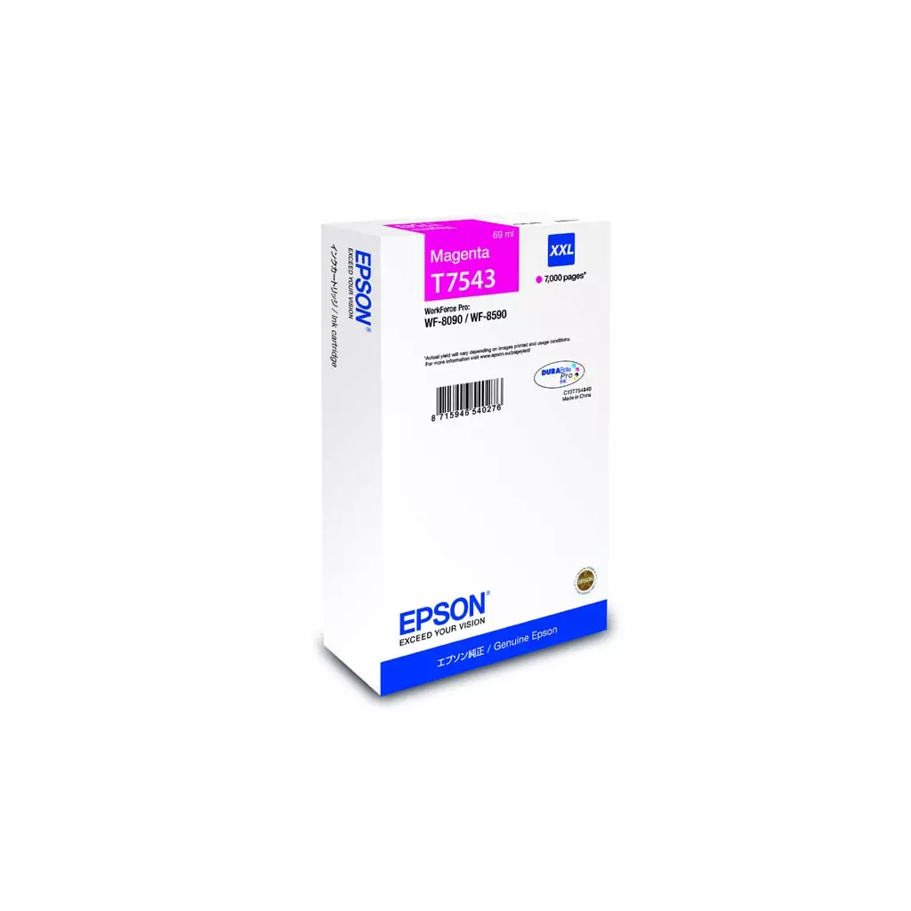 Obrázek produktu Epson originální ink C13T754340, T7543, XXL, magenta, 69ml