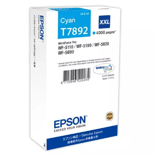 obrázek produktu Epson originální ink C13T789240, T789, XXL, cyan, 4000str., 34ml, 1ks