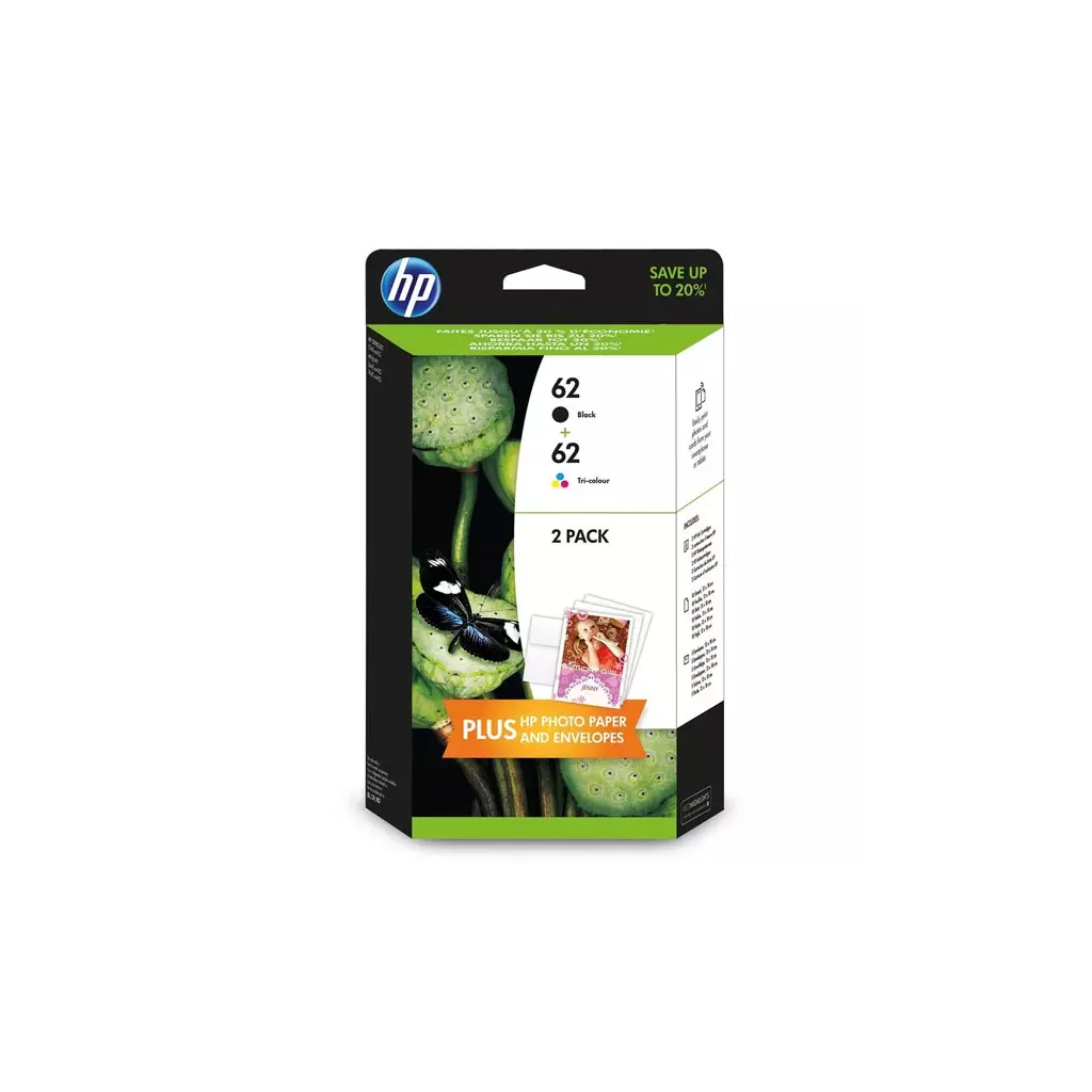 Obrázek produktu HP originální ink sada N9J71AE, HP 62, black/color, 200/165str., 4.4.2005ml, value pack