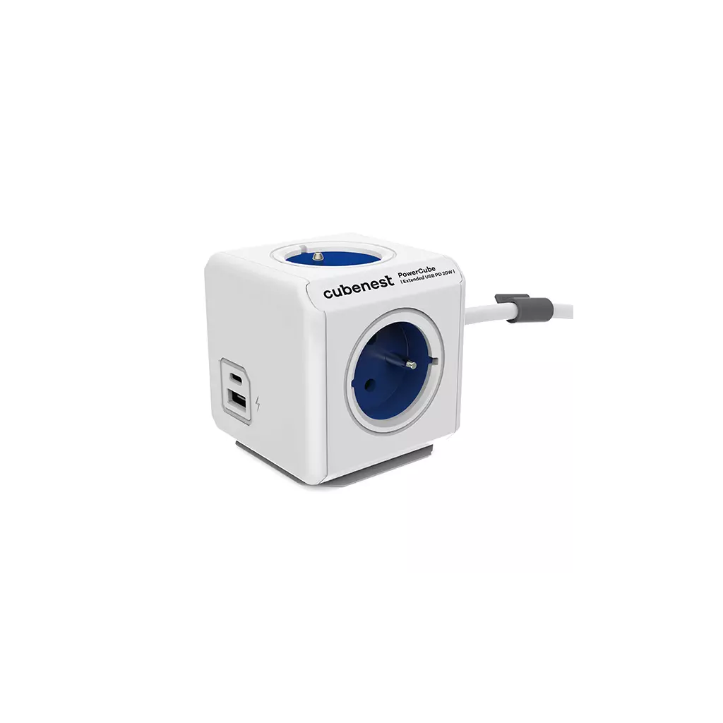 Obrázek produktu Cubenest - PowerCube, 1.5m, Extended USB PD 20W A+C, modrá, POWERCUBE, 4 zásuvky, USB A+C, Power Delivery 20W