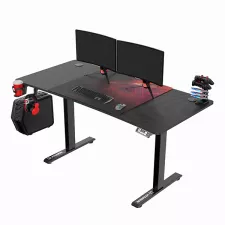 obrázek produktu ULTRADESK Herní stůl LEVEL V2 RED, 140x68cm, 72-117cm, elektricky nastavitelná výška, s XXL podložkou pod myš, držák sluchátek i n