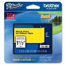 obrázek produktu Brother originální páska do tiskárny štítků, Brother, TZE-661, černý tisk/žlutý podklad, laminovaná, 8m, 36mm