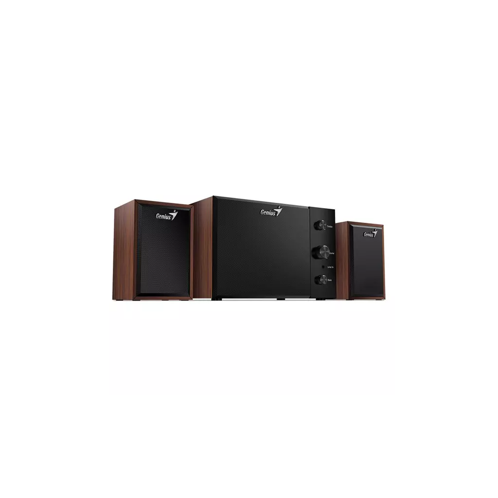 Obrázek produktu Genius reproduktory SW-2.1 350, 2.1, 15W, hnědo-černé, ovládací panel, ovládaní basů a výšek, 3,5 mm jack, 40Hz~20kHz