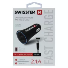 obrázek produktu SWISSTEN CL ADAPTÉR 2,4A POWER 2x USB + KABEL USB-C