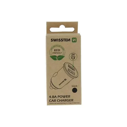 obrázek produktu SWISSTEN CL ADAPTÉR 2x USB 4,8A METAL ČERNÝ (ECO BALENÍ)