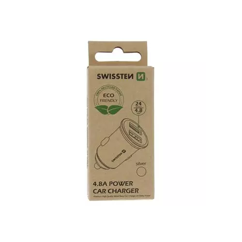obrázek produktu SWISSTEN CL ADAPTÉR 2x USB 4,8A METAL SILVER (ECO BALENÍ)