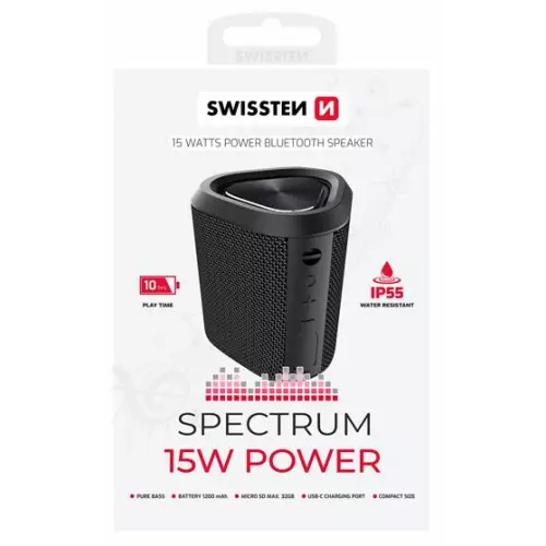 obrázek produktu BLUETOOTH REPRODUKTOR SWISSTEN SPECTRUM 15 W ČERNÝ