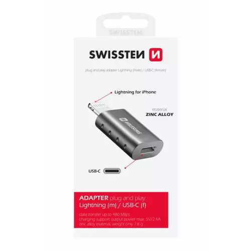 obrázek produktu SWISSTEN ADAPTER LIGHTNING(M)/USB-C(F)
