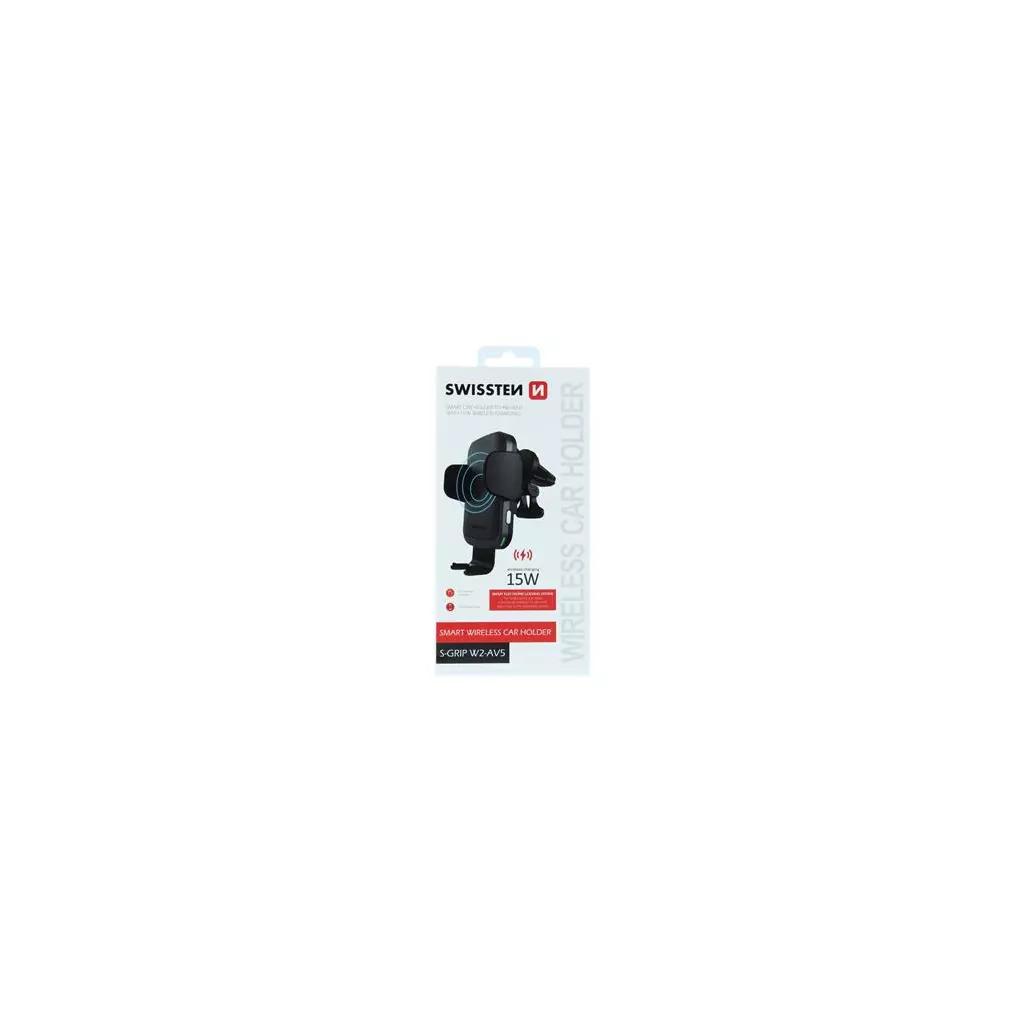 Obrázek produktu SMART DRŽÁK DO VENTILACE AUTA S BEZDRÁTOVÝM NABÍJENÍM 15W SWISSTEN S-GRIP W2-AV5