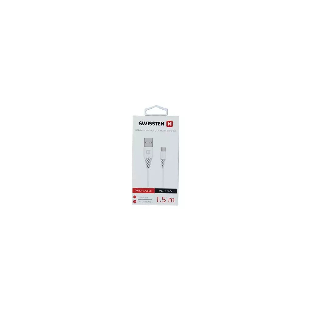 Obrázek produktu DATOVÝ KABEL SWISSTEN USB / MICRO USB 1,5 M BÍLÝ (6,5mm)