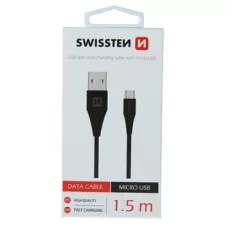 obrázek produktu DATOVÝ KABEL SWISSTEN USB / MICRO USB 1,5 M ČERNÝ (6,5mm)