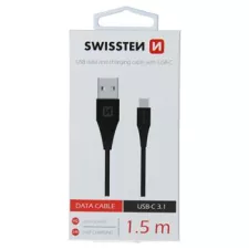 obrázek produktu DATOVÝ KABEL SWISSTEN USB / USB-C 3.1 ČERNÝ 1,5M (7mm)