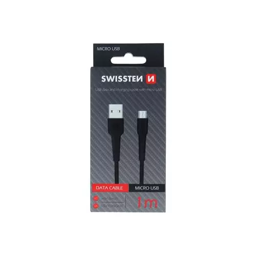obrázek produktu DATOVÝ KABEL SWISSTEN USB / MICRO USB 1,0 M ČERNÝ