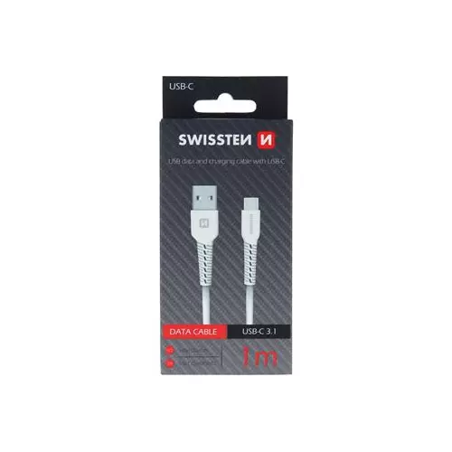 obrázek produktu DATOVÝ KABEL SWISSTEN USB / USB-C 1,0 M BÍLÝ