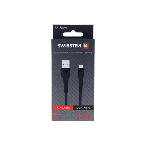 obrázek produktu DATOVÝ KABEL SWISSTEN USB / LIGHTNING 1,0 M ČERNÝ