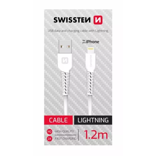 obrázek produktu DATOVÝ KABEL SWISSTEN USB/LIGHTNING BÍLÝ 1,2M  (SAMOPRODAVAČ)