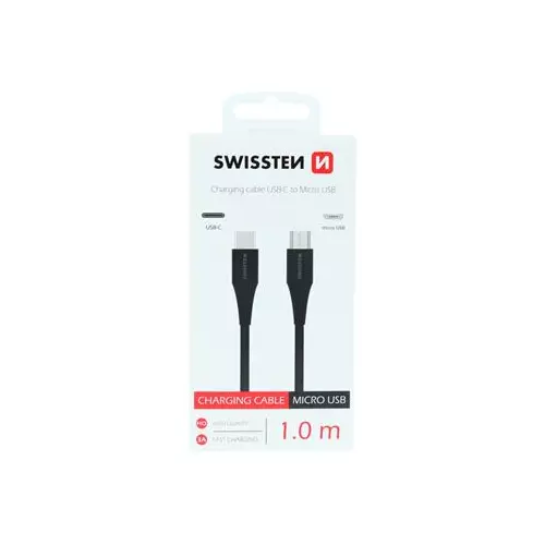 obrázek produktu NABÍJECÍ KABEL SWISSTEN USB-C / MICRO USB 1,0 M ČERNÝ