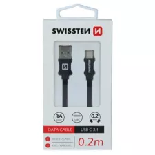 obrázek produktu DATOVÝ KABEL SWISSTEN TEXTILE USB / USB-C 0,2 M ČERNÝ