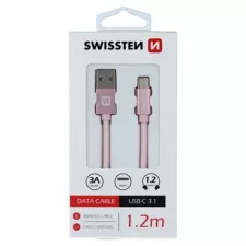 obrázek produktu DATOVÝ KABEL SWISSTEN TEXTILE USB / USB-C 1,2 M RŮŽOVO/ZLATÝ