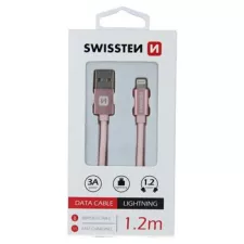 obrázek produktu DATOVÝ KABEL SWISSTEN TEXTILE USB / LIGHTNING 1,2 M RŮŽOVO/ZLATÝ