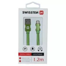 obrázek produktu DATOVÝ KABEL SWISSTEN TEXTILE USB / LIGHTNING 1,2 M ZELENÝ