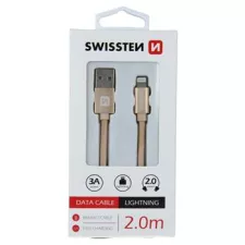 obrázek produktu DATOVÝ KABEL SWISSTEN TEXTILE USB / LIGHTNING 2,0 M ZLATÝ