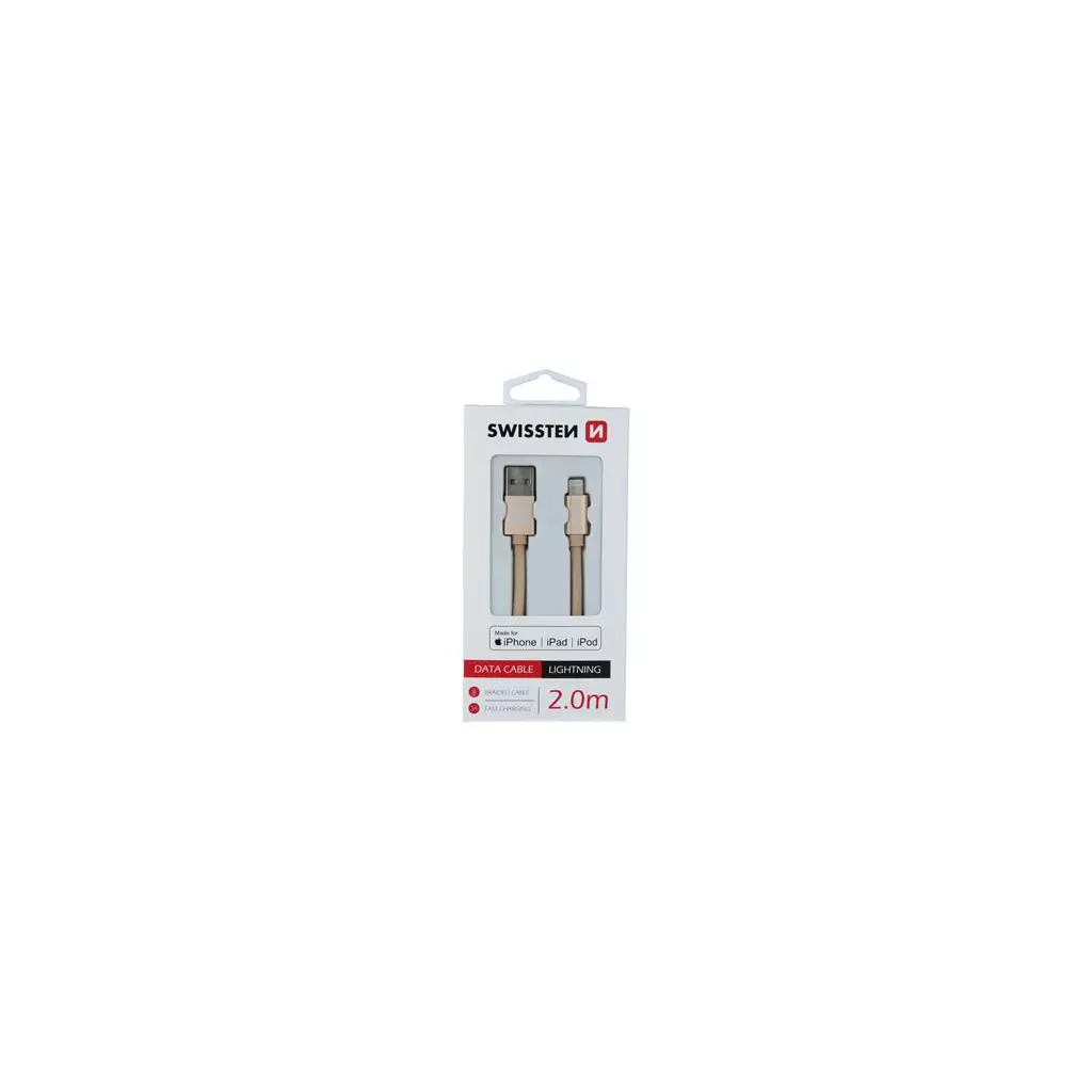 Obrázek produktu DATOVÝ KABEL SWISSTEN TEXTILE USB / LIGHTNING MFi 2,0 M ZLATÝ