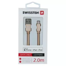 obrázek produktu DATOVÝ KABEL SWISSTEN TEXTILE USB / LIGHTNING MFi 2,0 M ZLATÝ