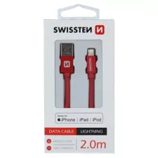 obrázek produktu DATOVÝ KABEL SWISSTEN TEXTILE USB / LIGHTNING MFi 2,0 M ČERVENÝ