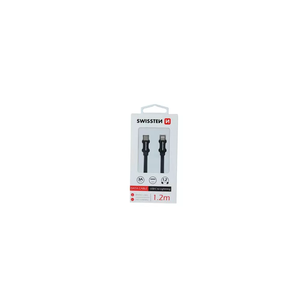 Obrázek produktu DATOVÝ KABEL SWISSTEN TEXTILE USB-C / LIGHTNING 1,2 M ČERNÝ