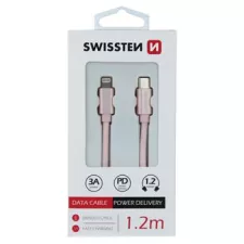 obrázek produktu DATOVÝ KABEL SWISSTEN TEXTILE USB-C / LIGHTNING 1,2 M RŮŽOVO/ZLATÝ