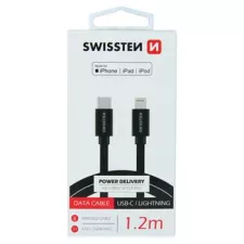 obrázek produktu DATOVÝ KABEL SWISSTEN TEXTILE USB-C / LIGHTNING MFi 1,2 M ČERNÝ