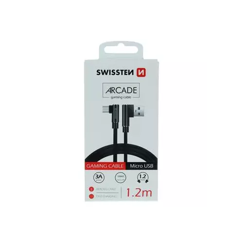 obrázek produktu TEXTILNÍ DATOVÝ KABEL SWISSTEN ARCADE USB / MICRO USB 1,2 M ČERNÝ