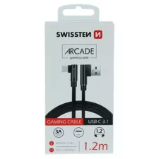 obrázek produktu TEXTILNÍ DATOVÝ KABEL SWISSTEN ARCADE USB / USB-C 1,2 M ČERNÝ