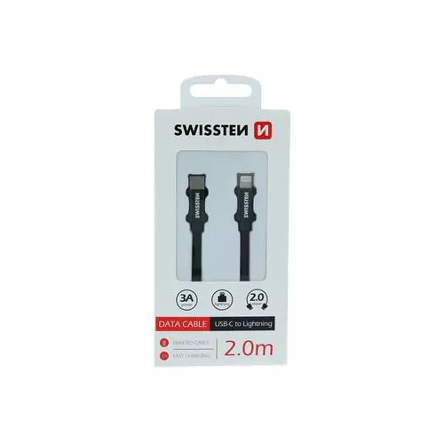 obrázek produktu DATOVÝ KABEL SWISSTEN TEXTILE USB-C / LIGHTNING 2,0 M ČERNÝ