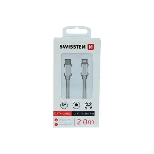 obrázek produktu DATOVÝ KABEL SWISSTEN TEXTILE USB-C / LIGHTNING 2,0 M STŘÍBRNÝ