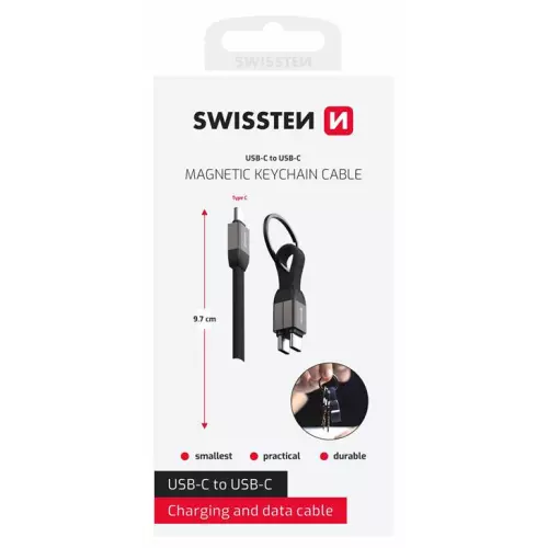 obrázek produktu SWISSTEN MAGNETICKÝ KEYCHAIN KABEL USB-C / LIGHTNING 9,7 CM