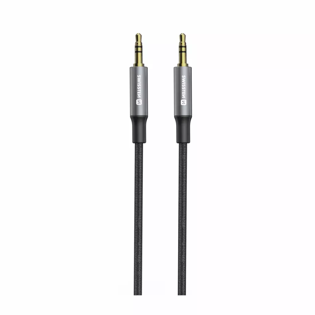Obrázek produktu AUDIO KABEL SWISSTEN TEXTILE JACK (samec) / JACK (samec) 1,5 M ČERNÝ (nahrazuje 73501101)