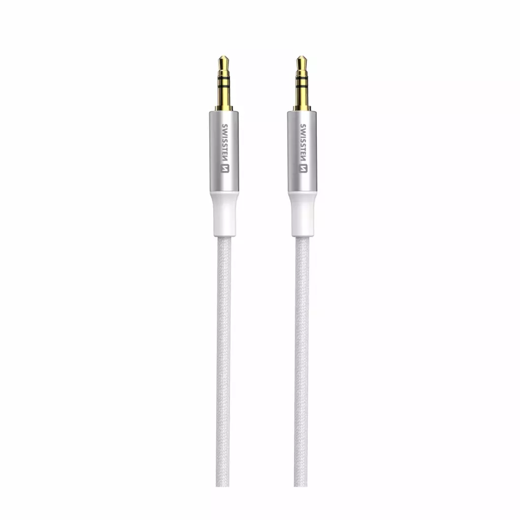 Obrázek produktu AUDIO KABEL SWISSTEN TEXTILE JACK (samec) / JACK (samec) 1,5 M BÍLÝ