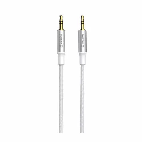 obrázek produktu AUDIO KABEL SWISSTEN TEXTILE JACK (samec) / JACK (samec) 1,5 M BÍLÝ