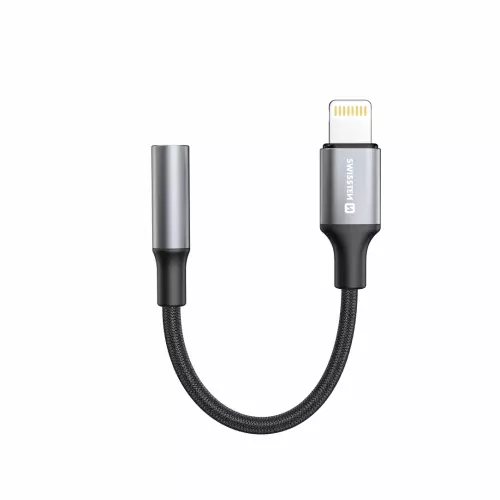 obrázek produktu AUDIO ADAPTÉR SWISSTEN TEXTILE LIGHTNING (samec)  / 3,5mm AUX 0,15 M ČERNÝ (nahrazuje 73501211)
