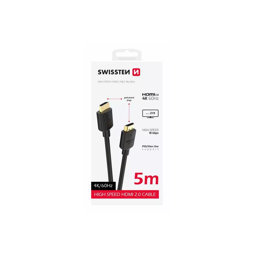 Obrázek produktu SWISSTEN KABEL HDMI NA HDMI 4K 60Hz 5,0 M PVC