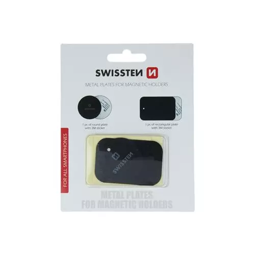 obrázek produktu SWISSTEN SET KOVOVÝ LEPÍCÍ ŠTÍTEK A PODLOŽKA K MAGNETICKÝM DRŽÁKŮM DO AUTA (retail pack)