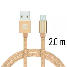 obrázek produktu SWISSTEN kabel USB microUSB textilní 2m 3A zlatá