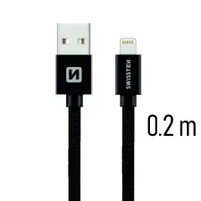 obrázek produktu SWISSTEN kabel USB Lightning textilní 0,2m 3A černá