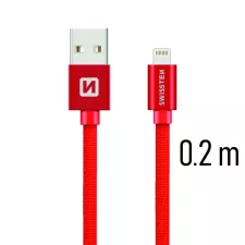 obrázek produktu SWISSTEN kabel USB Lightning textilní 0,2m 3A červená