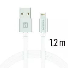 obrázek produktu SWISSTEN kabel USB Lightning textilní 1,2m 3A stříbrná