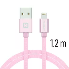 obrázek produktu SWISSTEN kabel USB Lightning textilní 1,2m 3A růžová